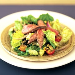Grilled flank steak salad with roasted corn vinaigrette