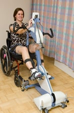 A person on an electrical stimulation bicycle