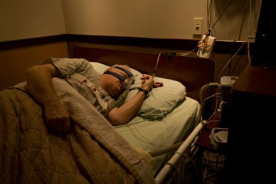 Image of polysomnography for patient in sleep lab