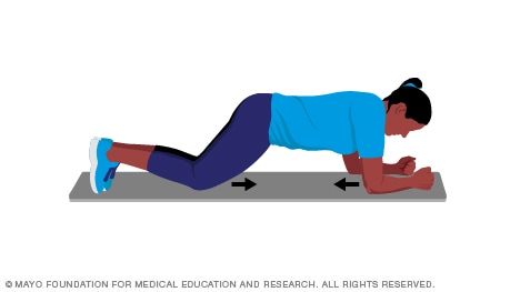 Person doing modified plank core-strength exercise