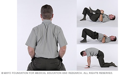 Photo montage of four back exercises