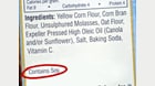 Example of a label on food that contains a food allergen 