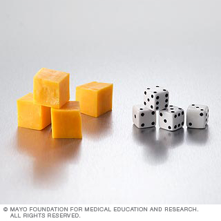 Four small cheese cubes equal one serving