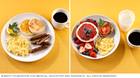 Eggs and sausage vs. healthier eggs and fruit breakfast