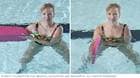 Mujer que hace ejercicios de resistencia con una tabla de nado