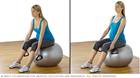 Pregnancy exercises &mdash; pregnant woman practicing seated dead lift with resistance tubing
