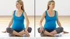 Pregnancy stretches &mdash; pregnant woman practicing torso rotation