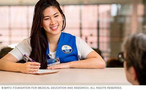 Mayo Clinic volunteer taking notes