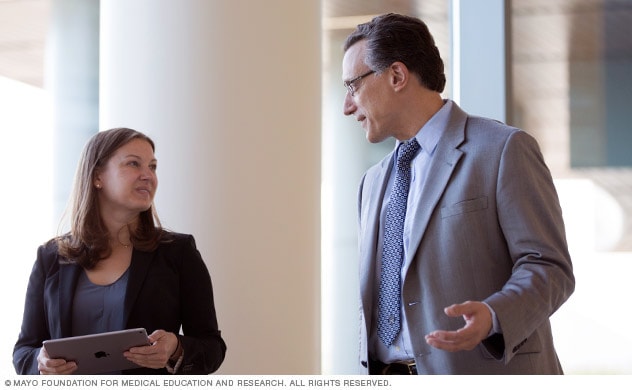 Two doctors having a discussion.