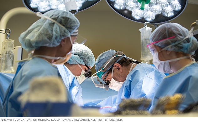 Surgeons of the Mayo Clinic Heart Transplant Program perform complex procedures.