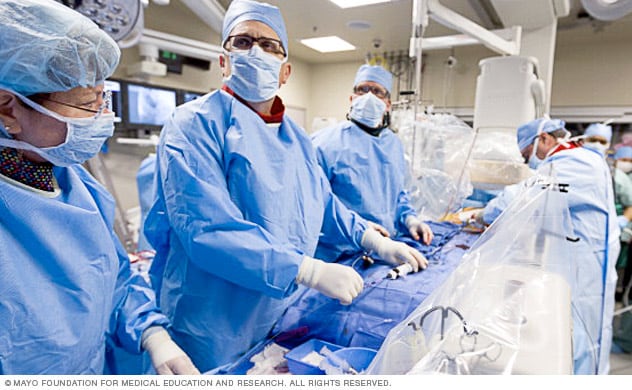 Mayo doctors and staff performing a catheter procedure