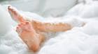 Feet in a bubble bath