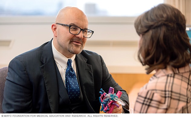 Mayo Clinic surgeon explaining a Whipple operation to a patient.