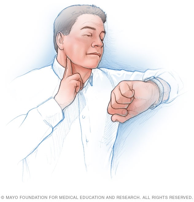 Taking your pulse using your carotid artery