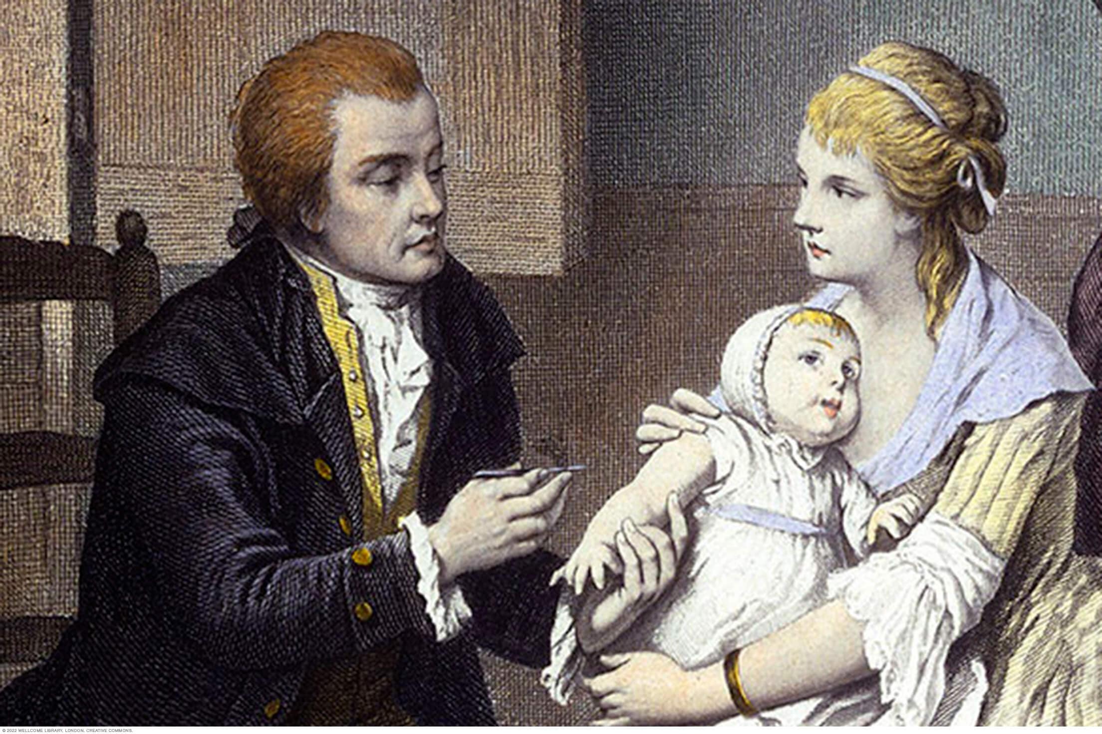 El Dr. Edward Jenner vacuna a su hijo contra la viruela.