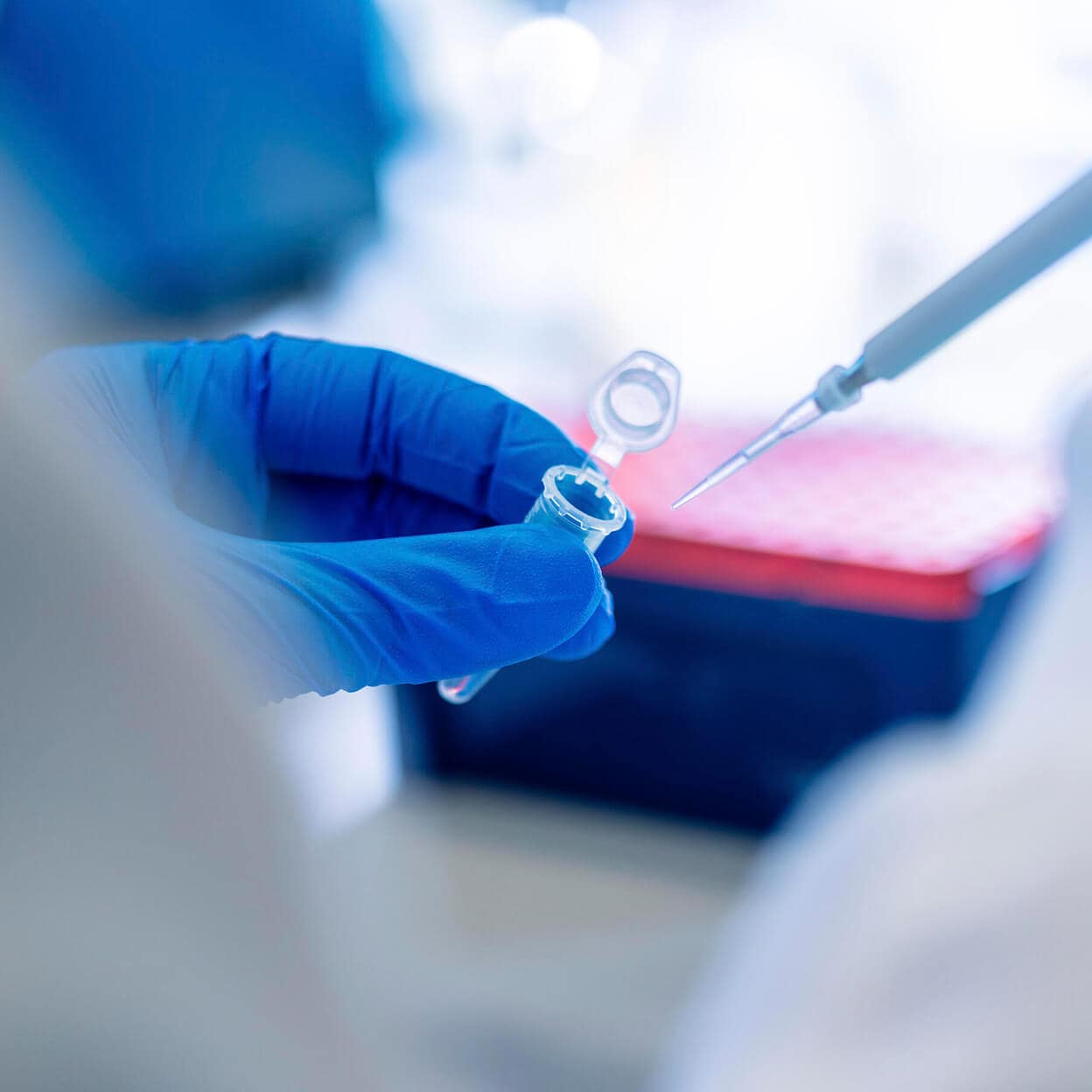 A person holds a vial and a needle.