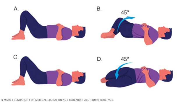 Illustrations of a person lying on back, rolling knees side to side