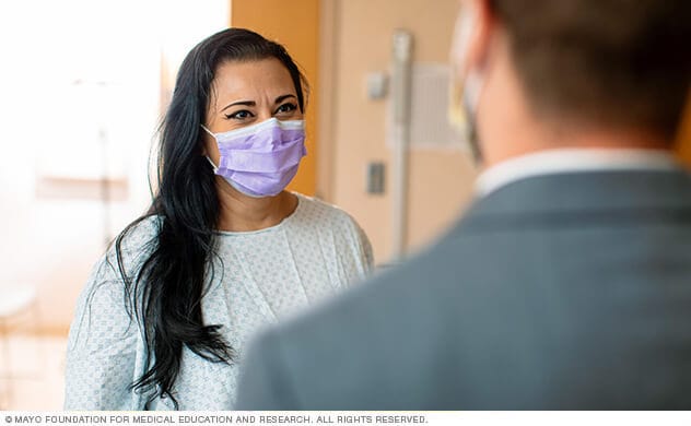 A person speaks with a specialist at Mayo Clinic.