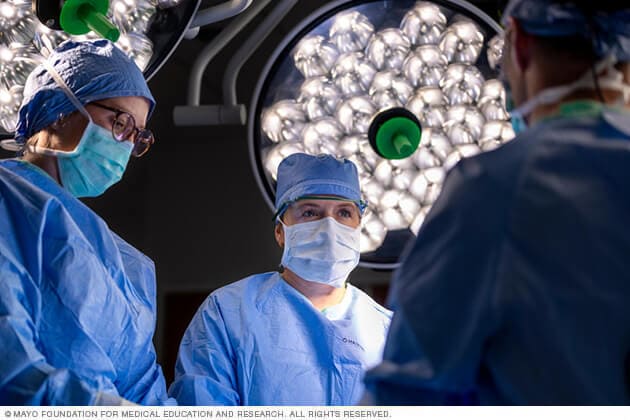 The Mayo Clinic Division of Surgical Oncology team performs a breast cancer surgery. 