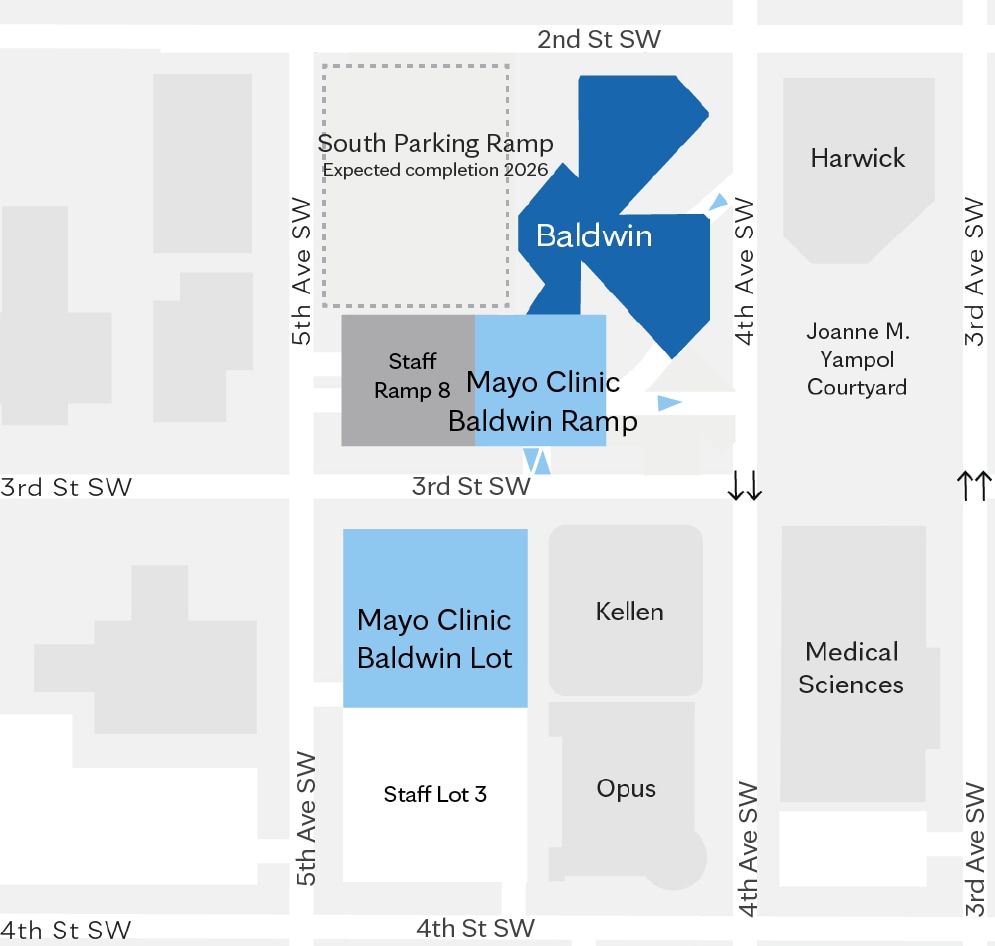 Map of construction work at Mayo Clinic Rochester