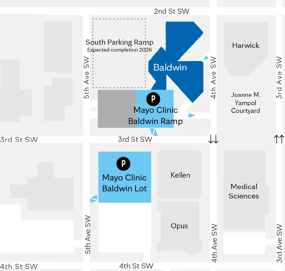 Map of construction work at Mayo Clinic Rochester