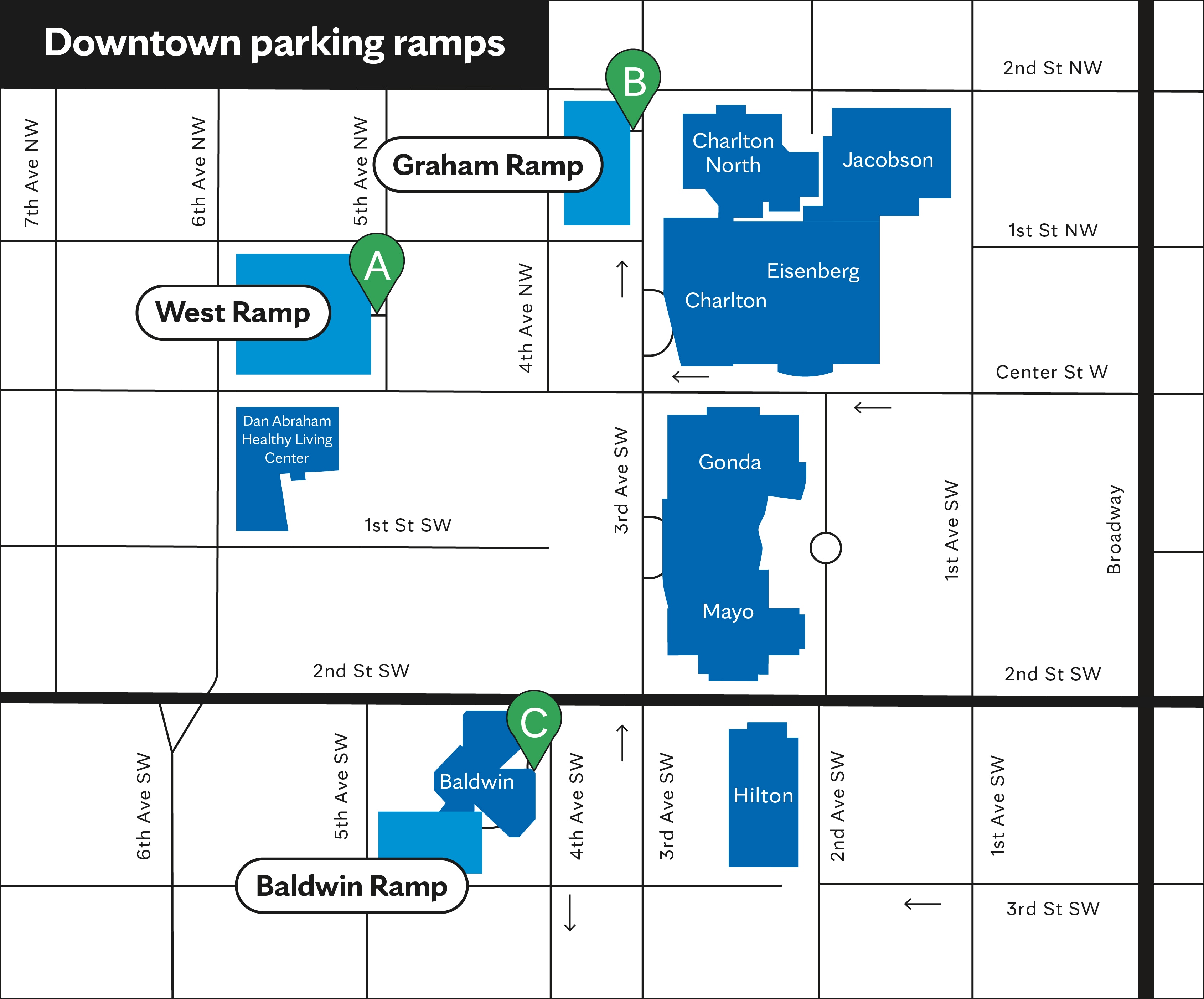 Map of construction work at Mayo Clinic Rochester
