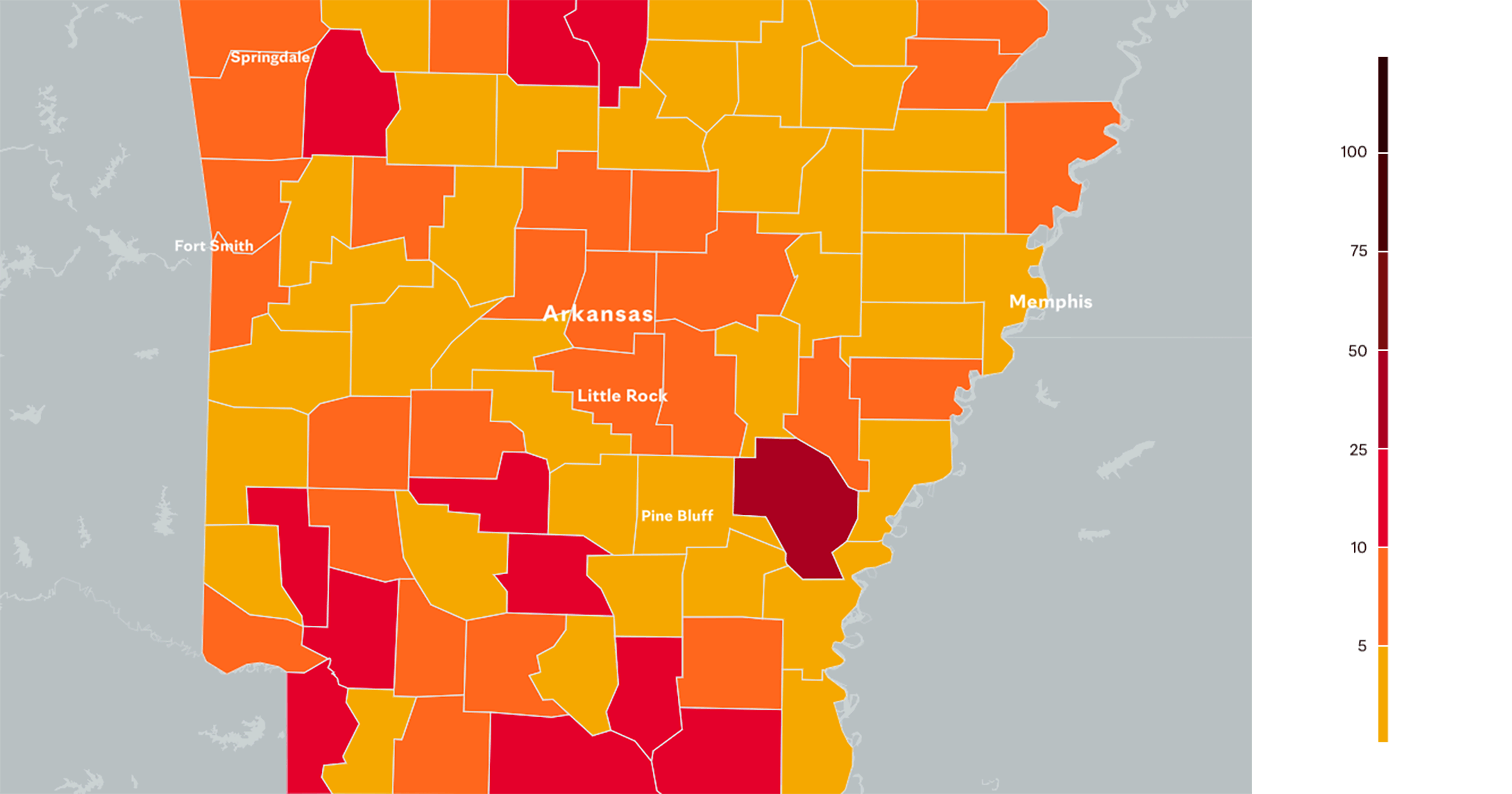 Arkansas COVID19 Map Tracking the Trends