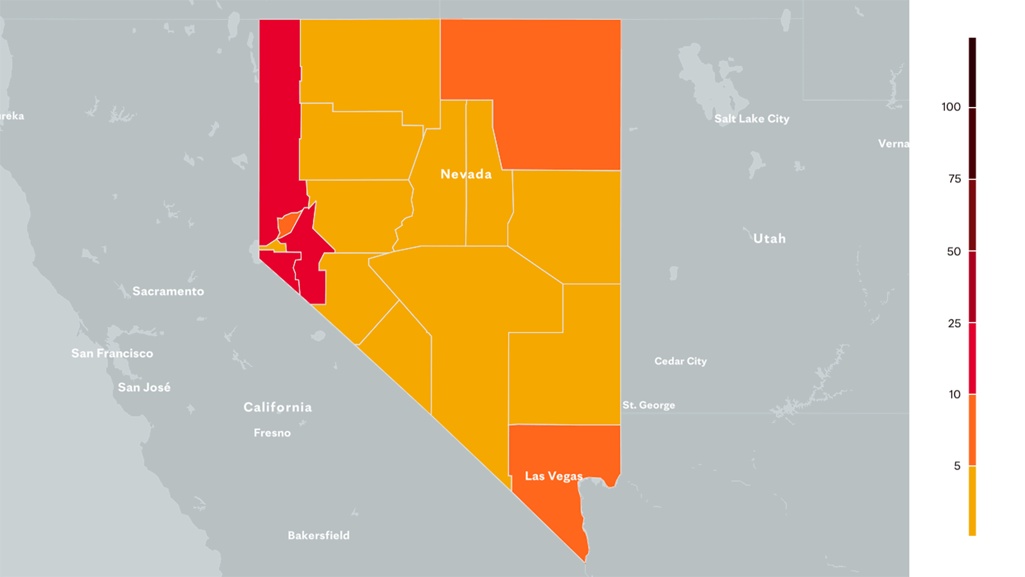 Show Me A Map Of Nevada Nevada Covid-19 Map: Tracking The Trends