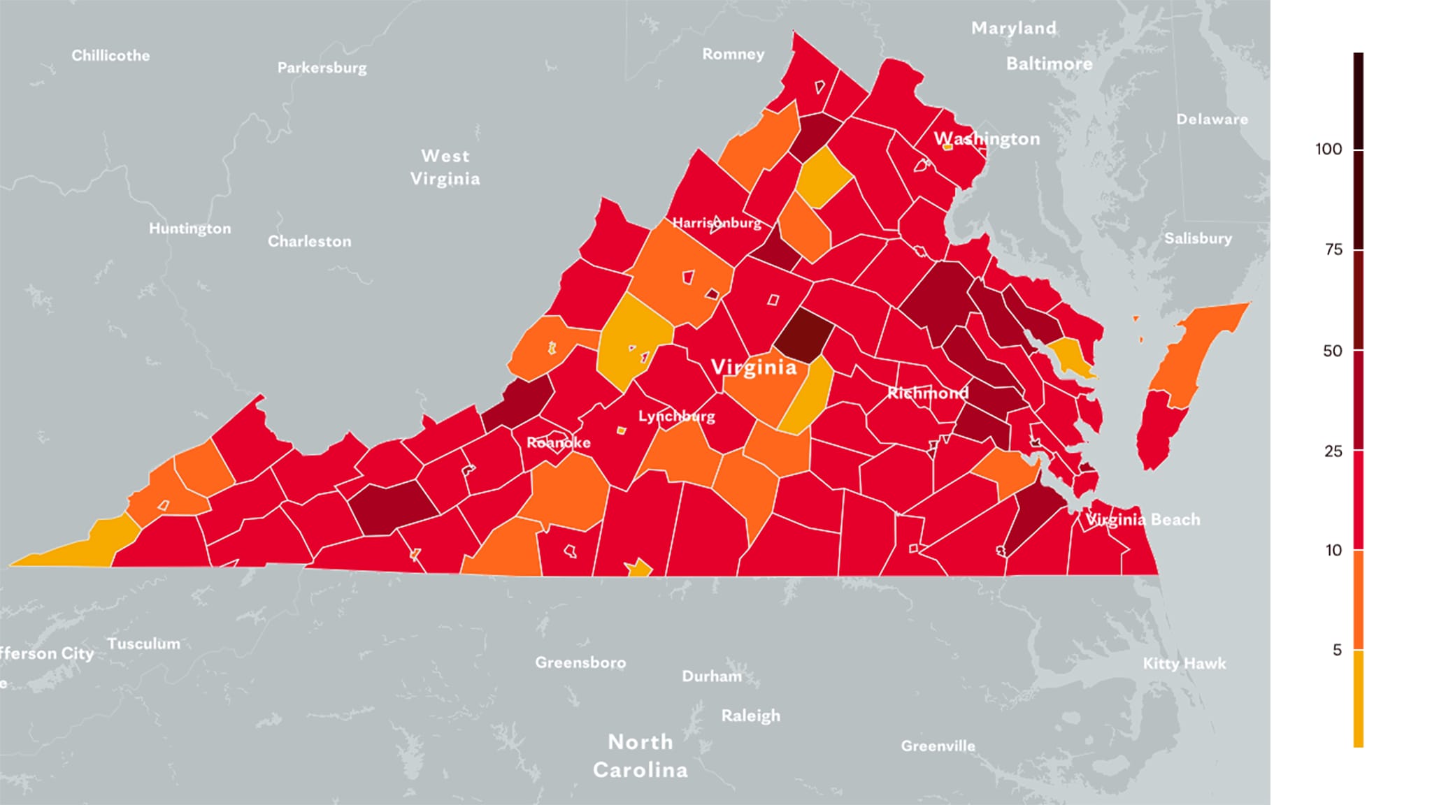 Virginia Coronavirus Map Tracking The Trends Mayo Clinic Northern Virginia Zip Code Map